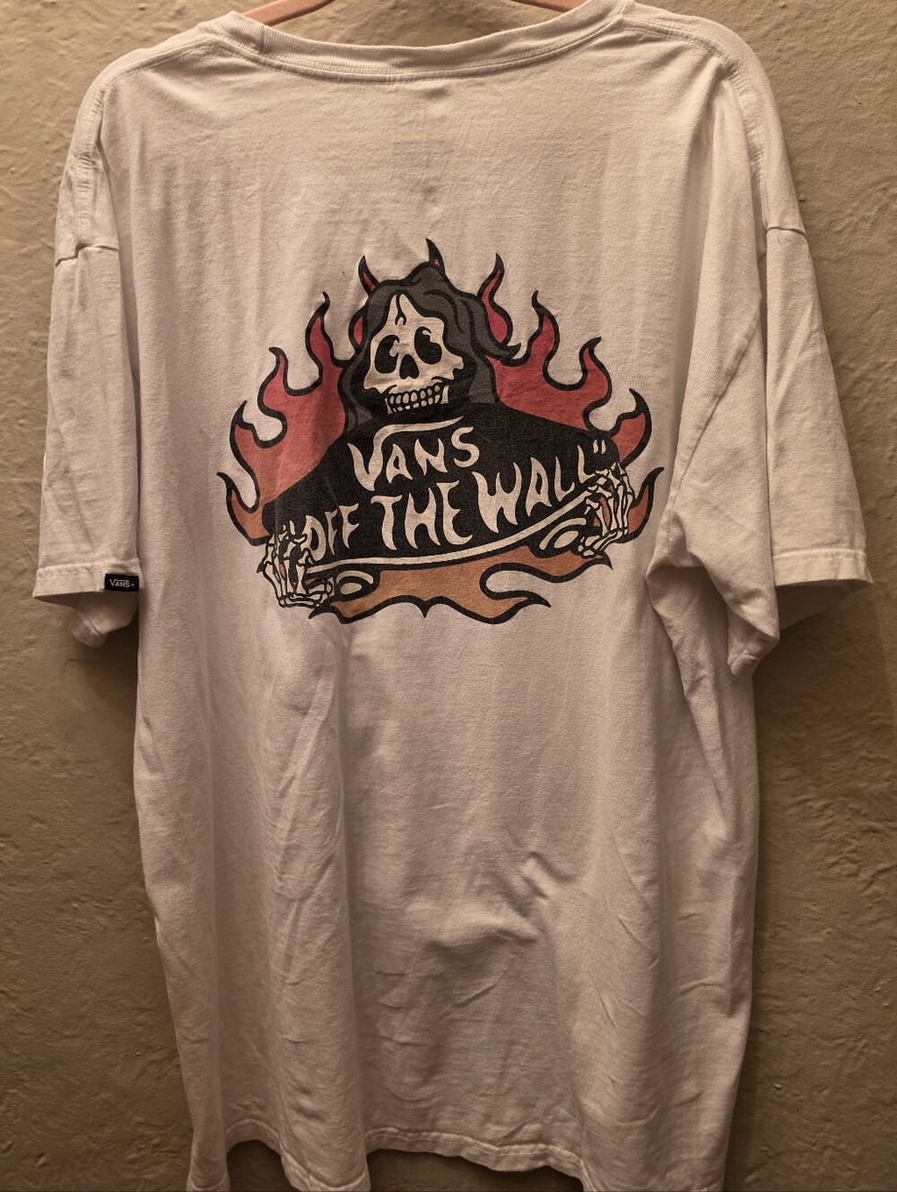 Vans Off The Wall Skull Flame Double Sided Graphic T-Shirt L